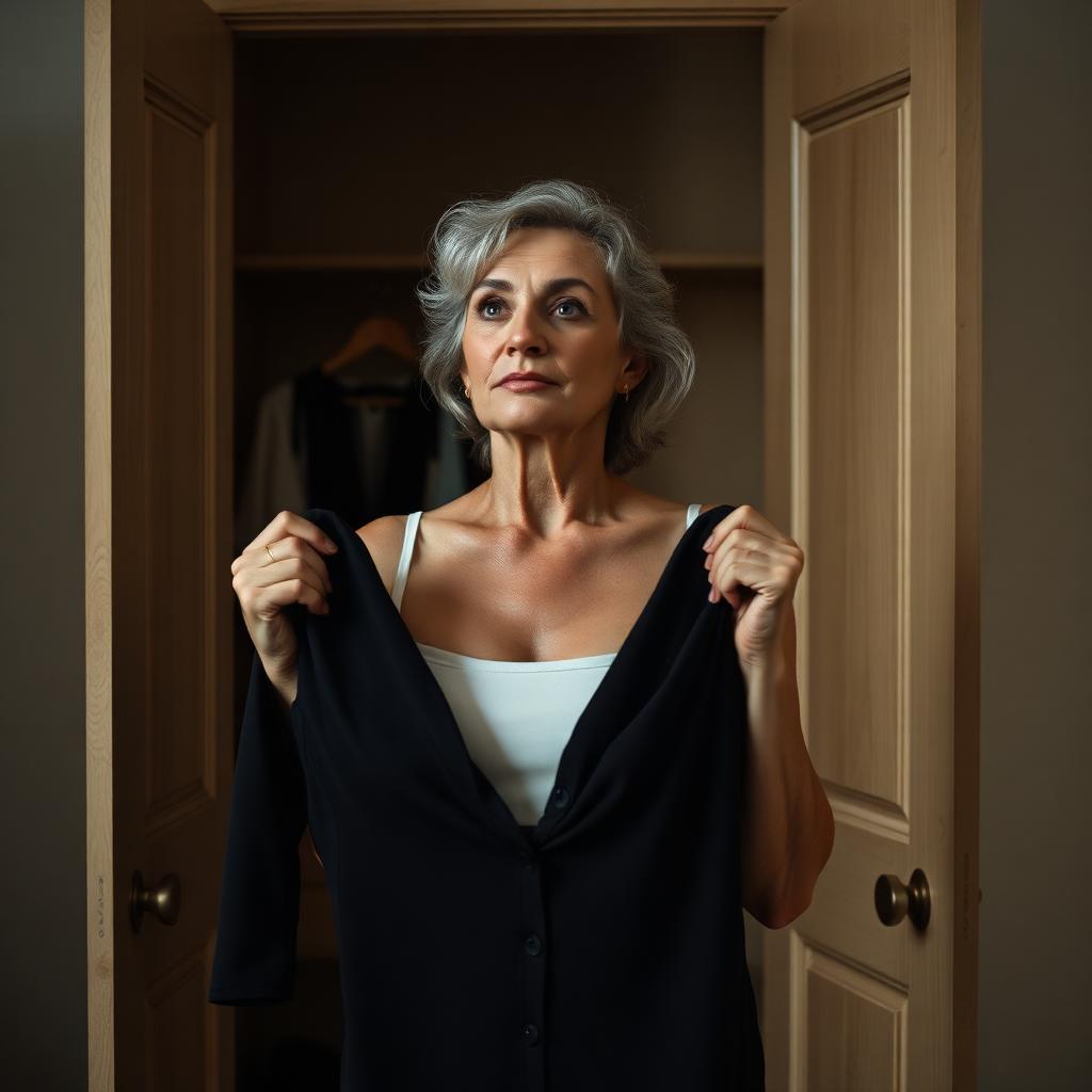 Mulher em frente ao guarda-roupa